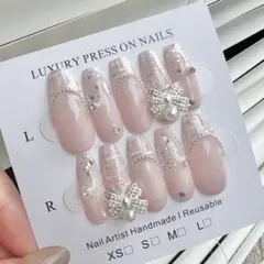 33]ネイルチップ マグネット フレンチガーリー キルティング ワンホン