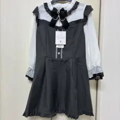 タグ付き！しまむら 袖チュールワンピース 5分袖 グレー