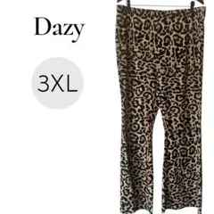 Dazy フレアパンツ ( 3XL サイズ ) ヒョウ柄 大きいサイズ ブラウン