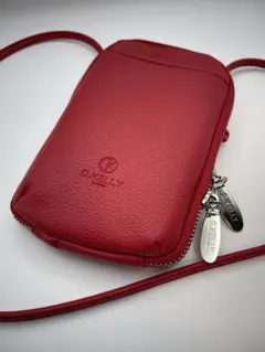 美品　D.KELLY 赤　スマホショルダー　ポシェット　ポケット付き