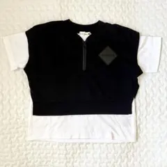 美品 ブランシェス ベスト重ね着風半袖Tシャツ 110 男の子 黒