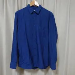 ユニクロ プレミアムリネンシャツ L 濃青ブルー