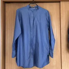 ユニクロ　コットンツイルスタンドカラーロングシャツ
