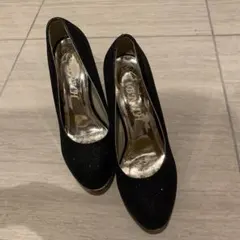 キラキラ　　黒　ラメ　パンプス　23.5  24