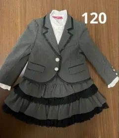 キャット フォーマルスーツ ブラウス 3点セット グレー ストライプ 120