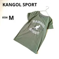 カンゴールスポーツ　ロゴプリントTシャツM グリーン系　綿100%　中国製のサムネイル