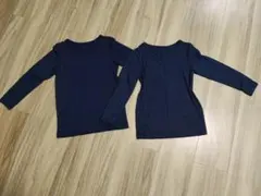 美品　ユニクロ　ヒートテック　長袖アンダーシャツ 2枚セット 130 紺色　肌着