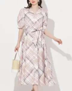 チェック柄 ロングワンピース