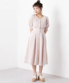 OLIVE des OLIVE 刺繍レースVネックワンピース