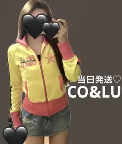 CO&LU ココルル ダブルジップ パーカー ジャージ イエロー×ピンク y2k
