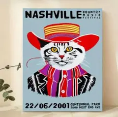 アートポスター　ジャズ　ネコ　jazz ミッドセンチュリー　カフェ　バー　A3