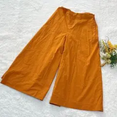 美品✨【ユニクロ】ハイウエストラップミディスカンツ ブラウン M ●