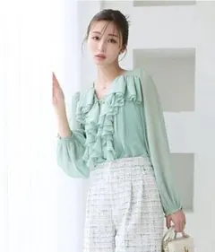 CELFORD シフォンフリルブラウス MINTのサムネイル