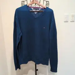 TOMMY HILFIGER XL ダークブルー Vネックセーター