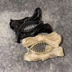 リボン型ヘアクリップ2個セット