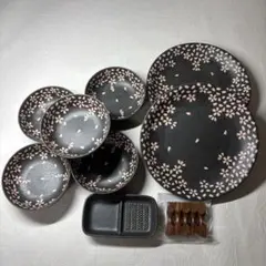 【未使用】美濃焼 和食器　桜柄 皿2枚 小鉢 5枚 薬味皿　箸置きセット