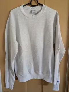 【Champion】シンプルスウェット 杢ホワイト 袖ワンポイントロゴ