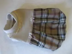 ★胴３６ｃｍ★ベージュタータンチェックのバルーンワンピース