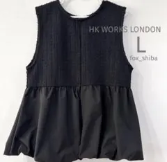 新品 しまむら HK WORKS LONDON ツイードペプラムベスト L ジレ