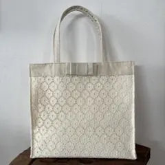 ⭐︎ハンドメイド⭐︎ フォーマル サブバッグ ベージュ レース仕立て リボン付き♡