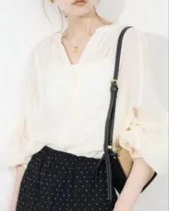 SLOBE IENA スローブイエナ シアーブラウス ジャガード風 アイボリー 