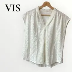 vis ビス レースカットソー Ｖネック 【F】 ホワイト フレンチスリーブ
