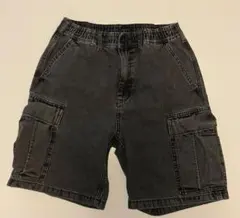 GU デニムワイドカーゴパンツ　ダークグレー　Sのサムネイル