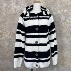 Rady ボーダーニットパーカー モコモコ配色フーディ フリー 部屋着コーデ