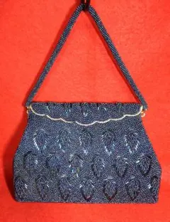 ブルー系 ビーズバッグ 和装 洋装 パーティー #1571-3