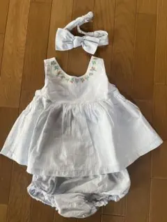 ベビーギャップ ワンピース ブルマ 12-18M ヘアバンド セット 青 ブルー