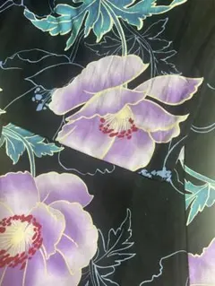 紫色の花柄 浴衣と下駄セット