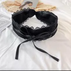 ▼帯締め サッシュベルト ベルト 黒 帯飾り レース 和洋折衷 着物 袴 和装