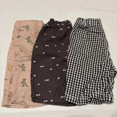 【未使用】恐竜柄・チェック柄ハーフパンツ3点セット