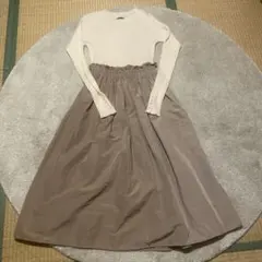 アダムエロペ　ドッキングアイボリー ニットワンピース Fサイズ
