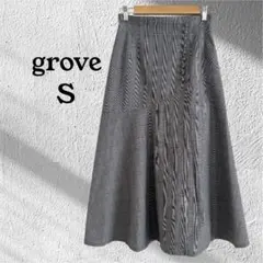 grove グローブ チェック柄 ロングフレアスカート Sサイズ 上品 キレイめのサムネイル