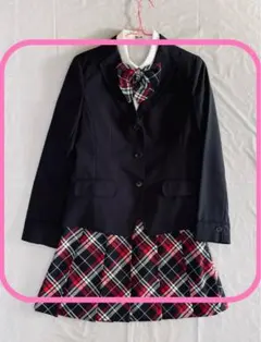 【卒服】spice candy 160cmネイビー チェック柄スカート付きスーツ