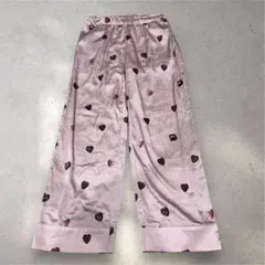 ジェラートピケ　ハートチョコ柄パンツ　ピンク　バレンタイン