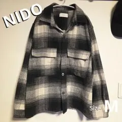 SALE❗NIDO ☘️ブラック・ホワイト チェック ネルシャツ