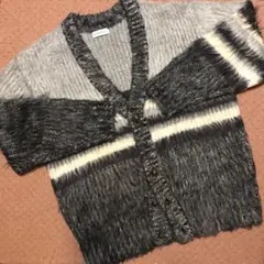 MAISON SPECIAL マルチボーダーシャギーカーディガン ブラック 美品のサムネイル