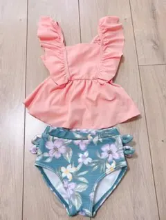 petit main ベビー水着 90cm 花柄 フリル セパレート