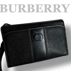 美品　バーバリーロンドン　クラッチバッグ　セカンドバッグ　シボ革　ノバチェック