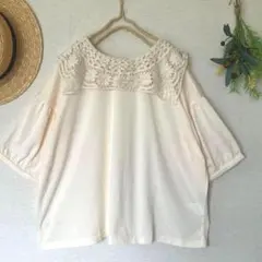 新品★サマンサモスモス★sm2★お花レース⋆前後着襟パーツレース付カットソー