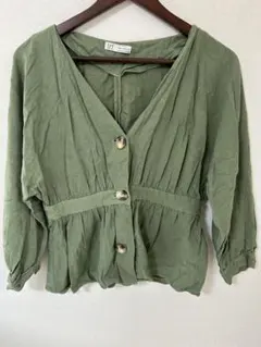 ZARA trf collection 長袖トップス カーキ カーディガンMのサムネイル
