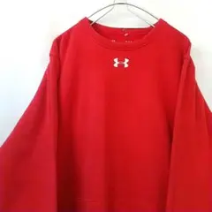 UNDER ARMOUR ロゴ刺繍 クルーネック スウェット L レッド 古着