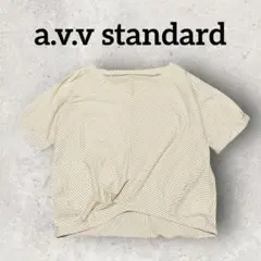 a.v.v standard Vネックカットソー ストライプ柄 (S)ベージュ系