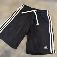 adidas ブラック ハーフパンツ 3本ライン コットン100%