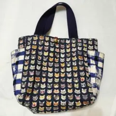猫プリントミニトートバッグ ハンドメイド
