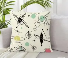 宇宙　小笠柄デザイン クッションカバー　ミッドセンチュリー　アトミック