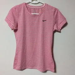 Nike DRI-FIT 赤と白ストライプ Tシャツ M