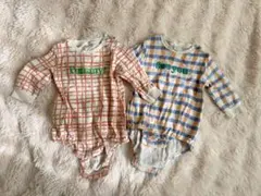 futafuta チェック柄ロンパース バースデイ 双子